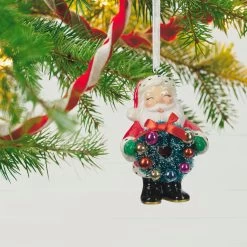 Hallmark Jolly Santa Porcelain Special Edition Ornament -Hallmark Toys Shop Vintage Jolly Santa With Wreath Keepsake Ornament 2499QXT4113 02