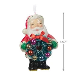 Hallmark Jolly Santa Porcelain Special Edition Ornament -Hallmark Toys Shop Vintage Jolly Santa With Wreath Keepsake Ornament 2499QXT4113 03
