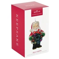 Hallmark Jolly Santa Porcelain Special Edition Ornament -Hallmark Toys Shop Vintage Jolly Santa With Wreath Keepsake Ornament 2499QXT4113 04