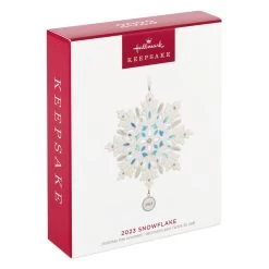 Hallmark Snowflake 2023 Porcelain Ornament -Hallmark Toys Shop White Blue and Silver Snowflake Keepsake Ornament 1999QGO2957 04