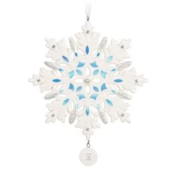 Hallmark Snowflake 2023 Porcelain Ornament -Hallmark Toys Shop White Blue and Silver Snowflake Keepsake Ornament 1999QGO2957 06