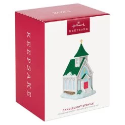 Hallmark Candlelight Service Ornament -Hallmark Toys Shop White Church With Green Steeple Keepsake Ornament 2199QGO2767 04