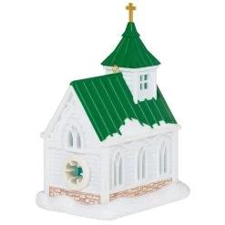 Hallmark Candlelight Service Ornament -Hallmark Toys Shop White Church With Green Steeple Keepsake Ornament 2199QGO2767 06