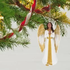 Hallmark Angel Of Adoration Ornament -Hallmark Toys Shop White and Gold Angel Keepsake Ornament 1999QSM7857 02