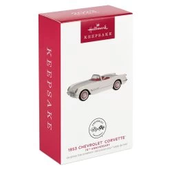 Hallmark 1953 Chevrolet® Corvette® 70th Anniversary 2023 Metal Ornament -Hallmark Toys Shop White and Red Corvette Car Keepsake Ornament 2199QXE3247 04
